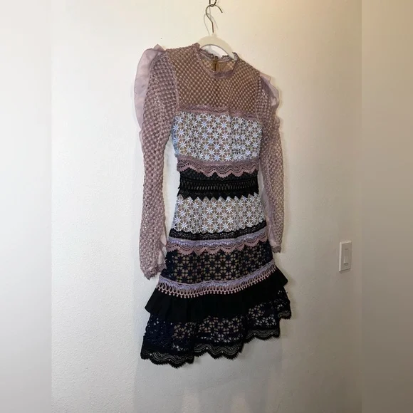 Self-Portrait Bellis Lace Trim Dress With Frilled Sleeves - Picture 9 of 16